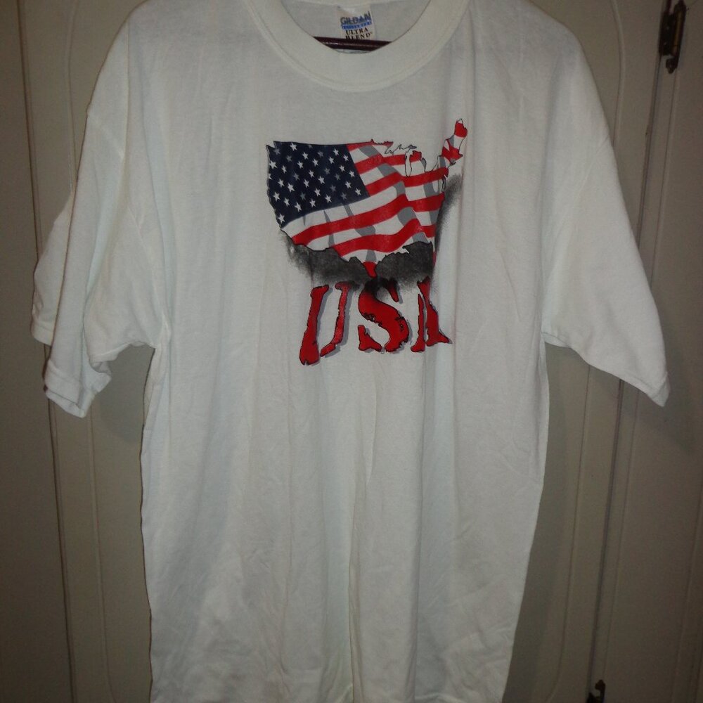 NEW GILDAN ACTIVEWEAR ULTRA BLEND HEAVYWEIGHT T-SHIRT XL USA WHITE